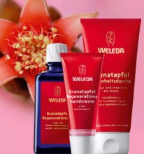 Eine neue Pflegeserie von Weleda ist da: Granatapfel Handcreme, Dusche und Regenerationsöl. Weleda, der Spezialist für schöne, natürlich gepflegte Haut.
